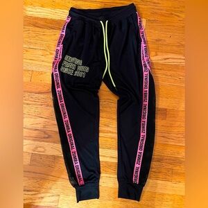 Zumba Fitness Black Joggers with Neon Yellow and Pink Accents